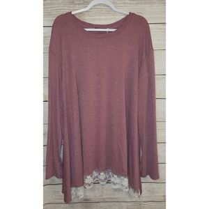 NWT Mauve/Taupe Tunic with Lace Hem 3XL